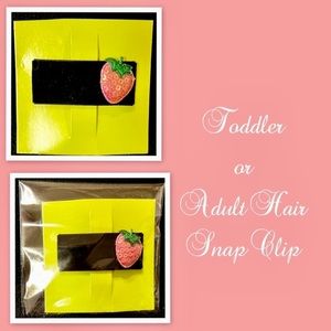 Strawberry Velveteen Hair Snap Clip, Strawberry Snap Clip, Hair Snap Clip